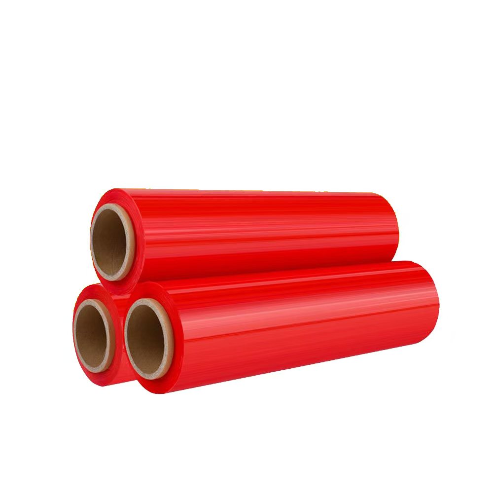 Red Industrial Stretch Film Roll - Heavy Duty Tinted Pallet Wrap