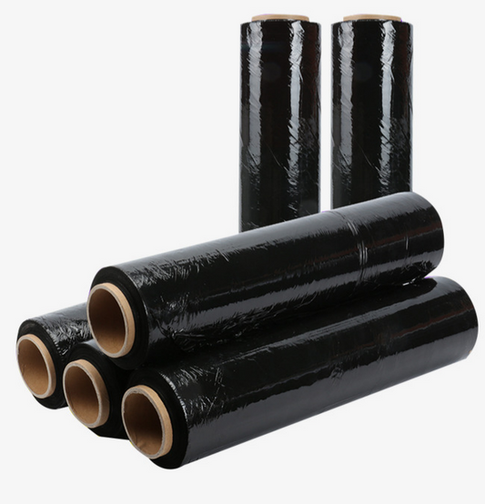 Black Industrial Stretch Film Roll - Heavy Duty Opaque Pallet Wrap